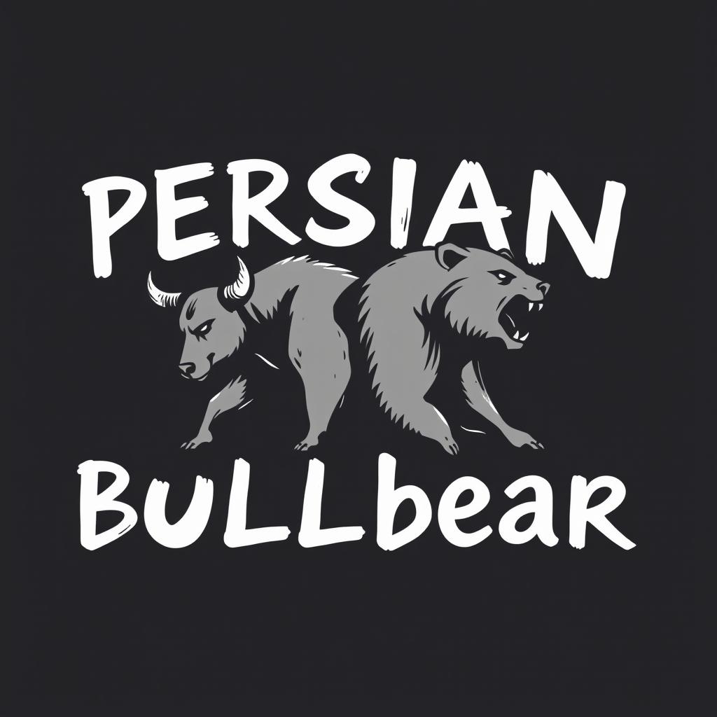 A creative and typographic logo for a Telegram channel named 'PERSIAN Bullbear', featuring a sketch-style design
