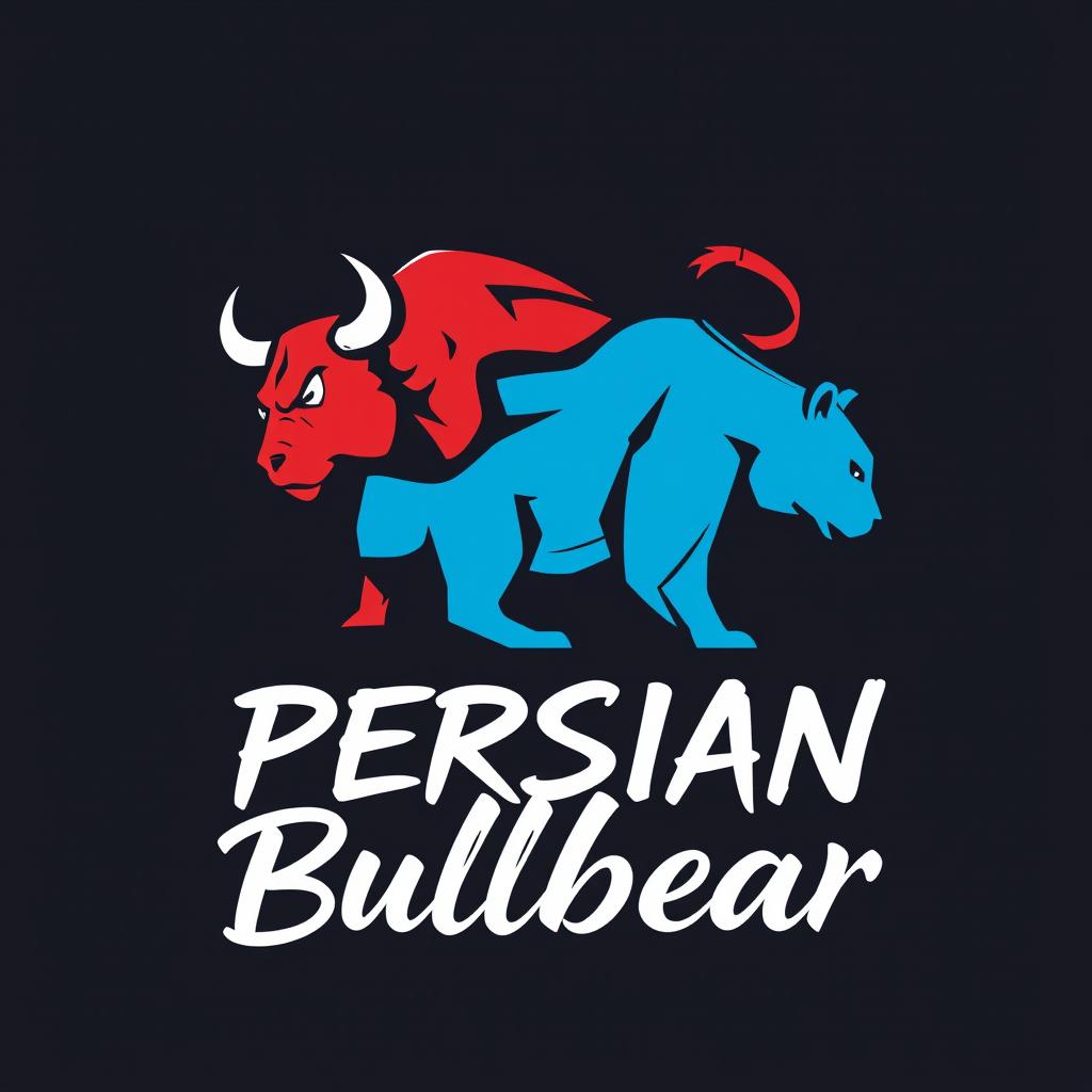 A logo design for a Telegram channel named 'PERSIAN Bullbear', featuring a creative and typographic sketch-style representation