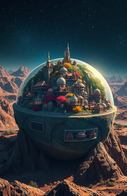 A lonely dwarf planet dotted with numerous small cities, all protected by shimmering glass domes