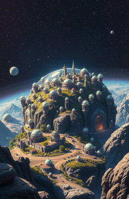 A lonely dwarf planet dotted with numerous small cities, all protected by shimmering glass domes