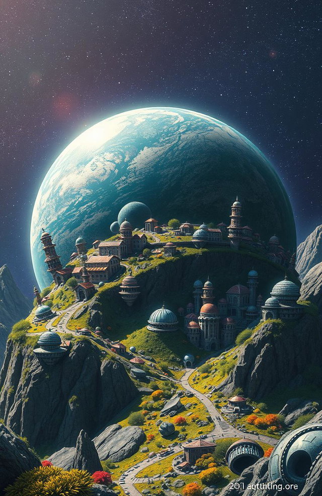 A lonely dwarf planet dotted with numerous small cities, all protected by shimmering glass domes