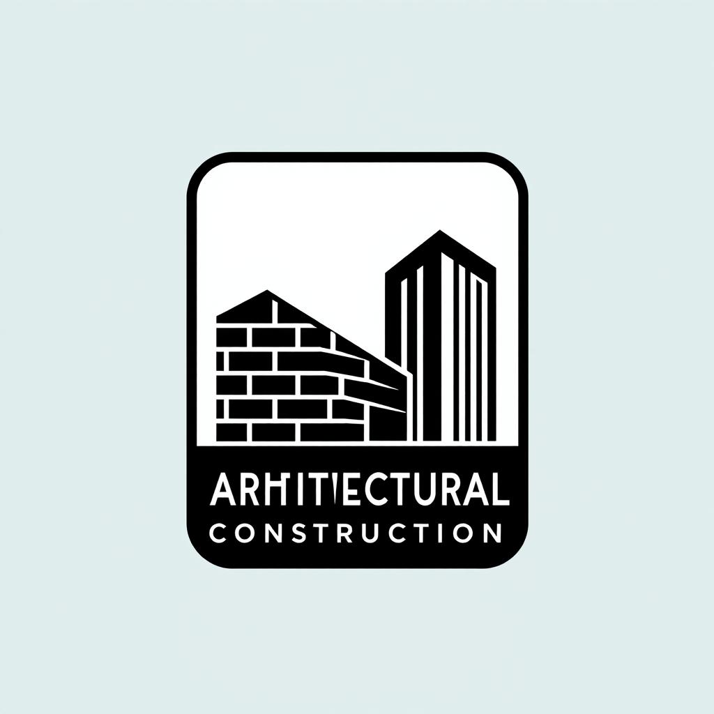A minimalist black and white 2D logo design for an architectural construction company