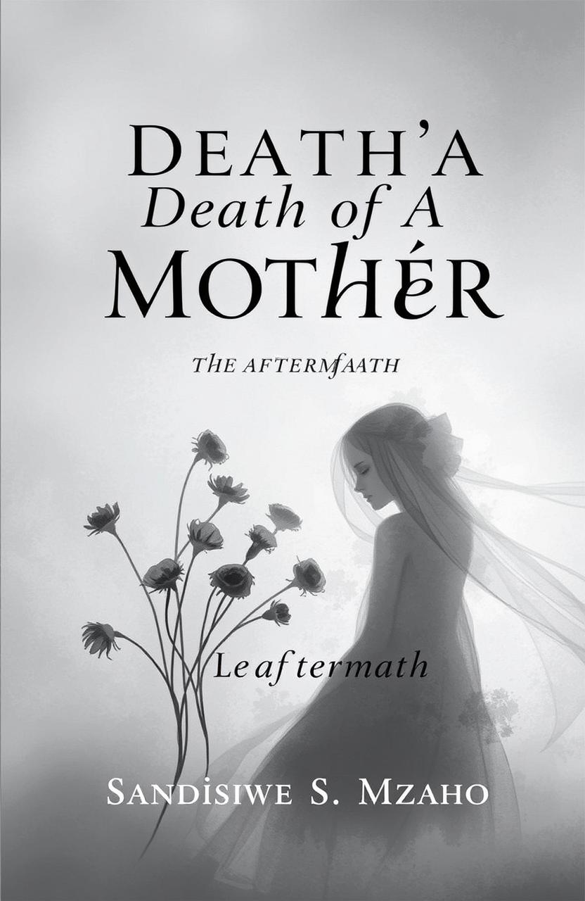 A poignant and visually striking book cover for the novel titled "Death of A Mother" with the subtitle "The Aftermath" prominently displayed