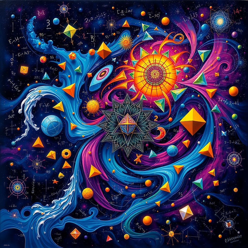 An imaginative and vibrant representation of mathematics as an abstract concept