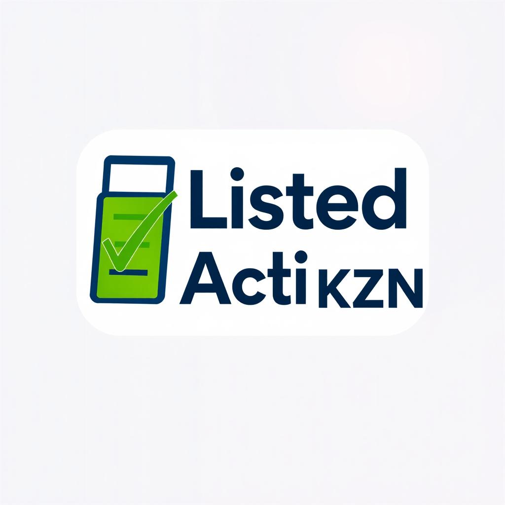 A modern and eye-catching logo design for an application named 'Listed Actions KZN'