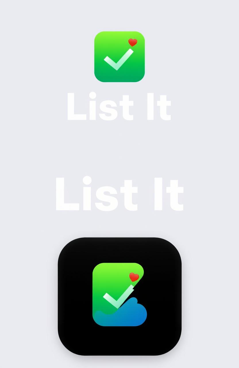 A modern and sleek logo design for a mobile application named 'List It'