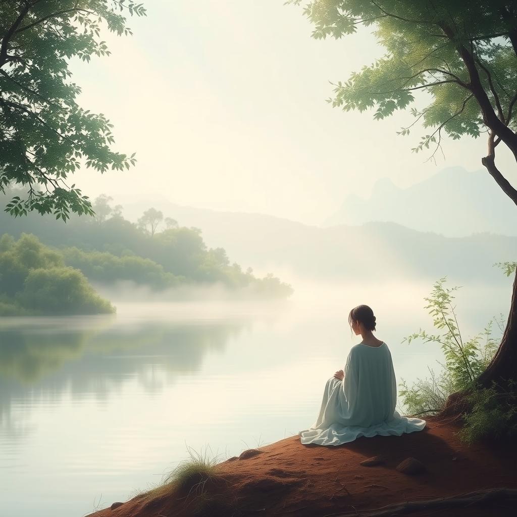 A serene and poignant scene evoking the concept of 'Niraye Wilapaya' (the lament of the soul)