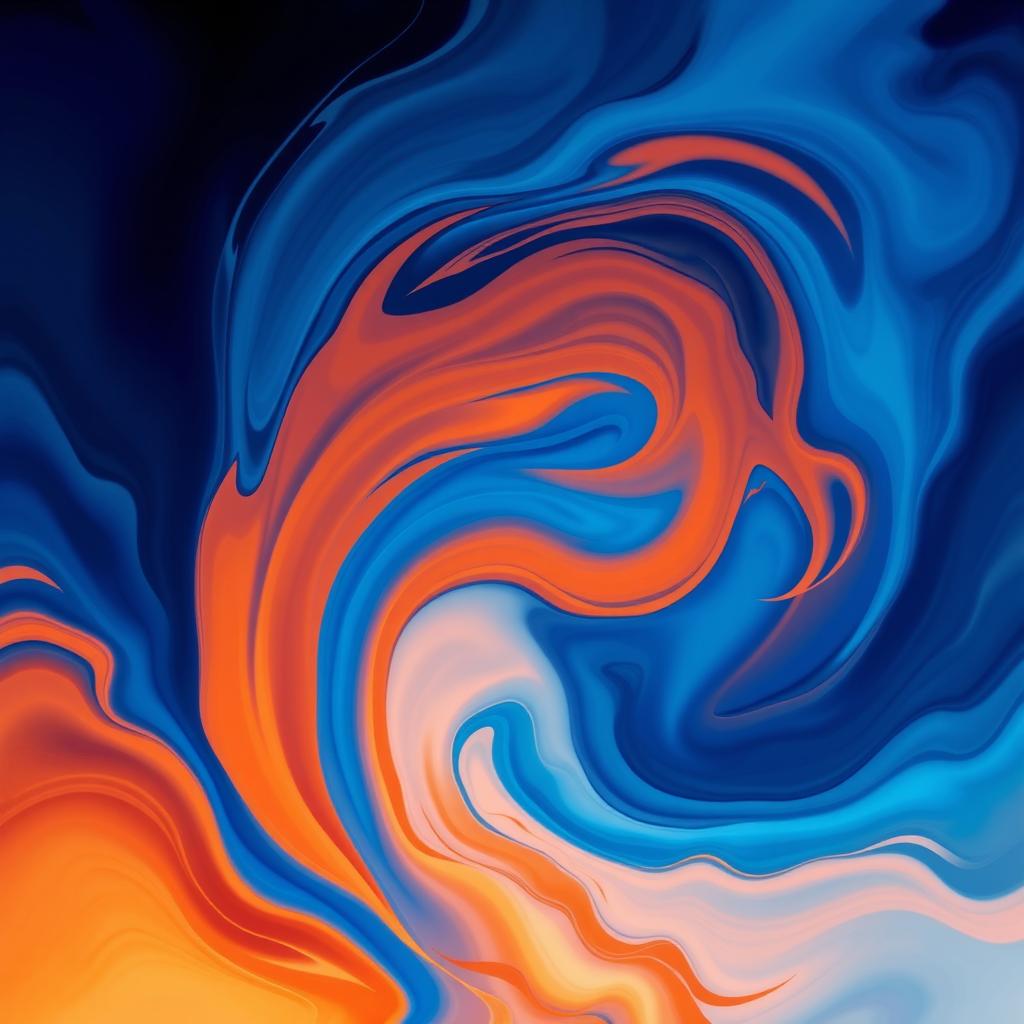 A vibrant never-seen-before abstract artwork portraying fluid shapes and colors blending harmoniously