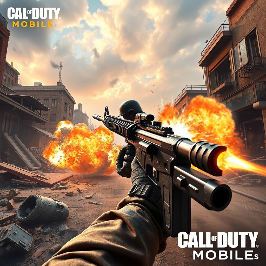A dynamic and thrilling scene from a mobile gaming experience showing a player in Call of Duty Mobile engaging in intense action with the M117 metric weapon combined with the Craig 6 metric weapon