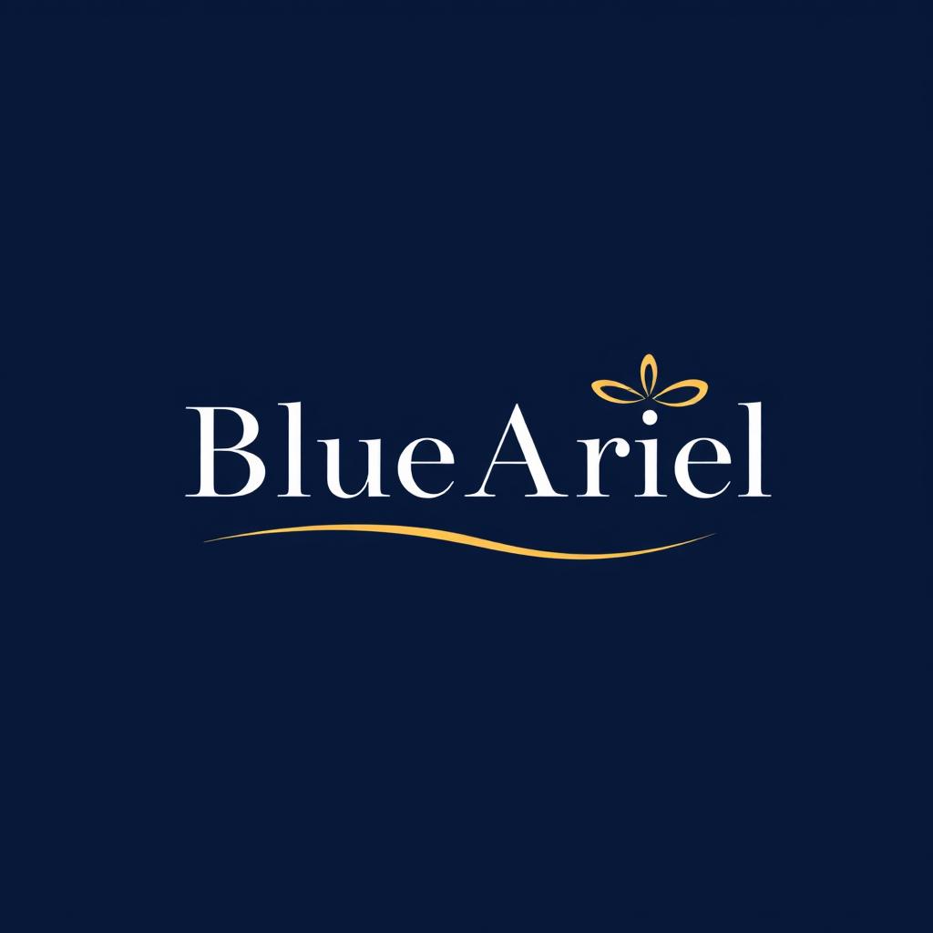 A modern and elegant logo design for an online shop named 'Blue Ariel'
