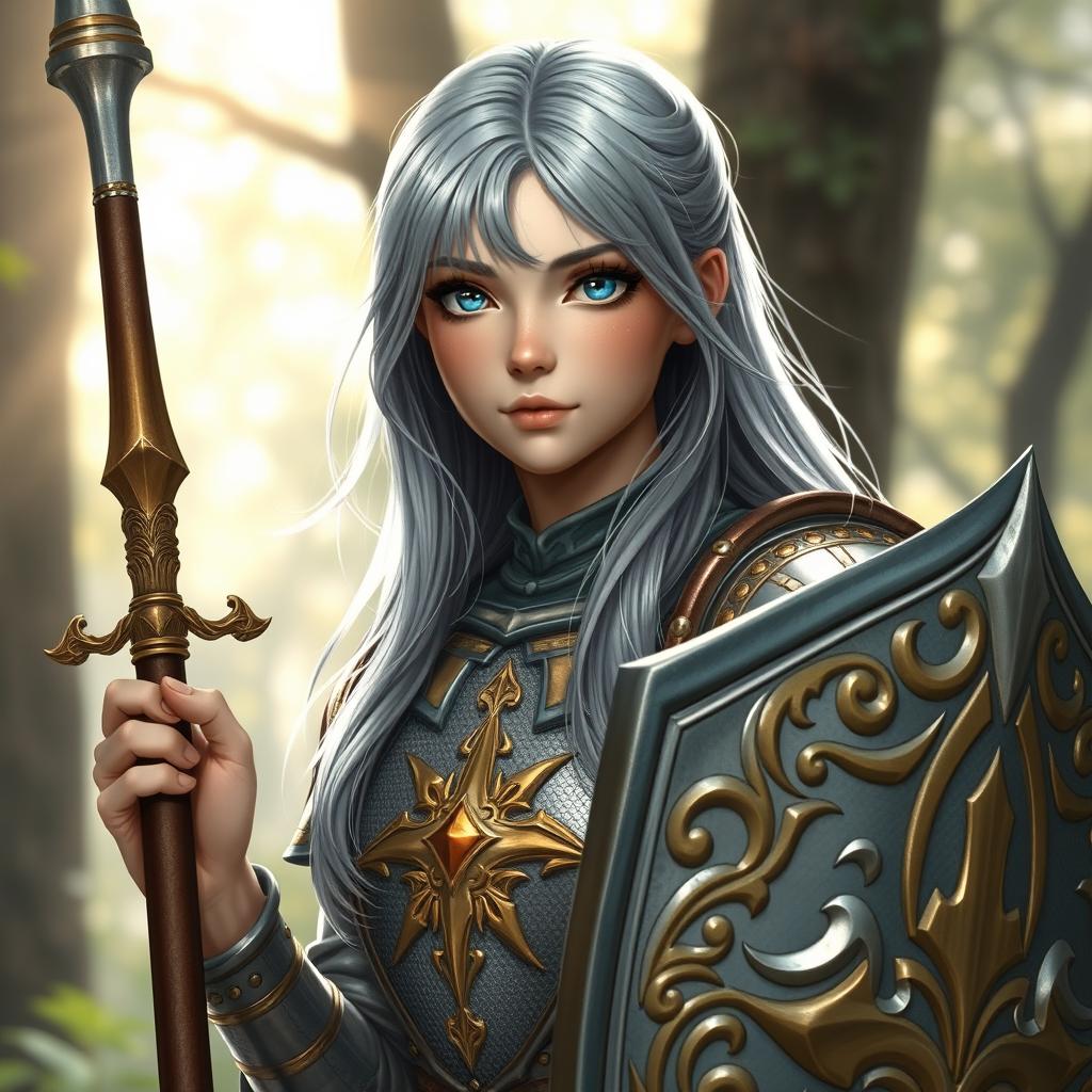 A realistic image of an innocent human girl cleric healer from the Knights Order of Light