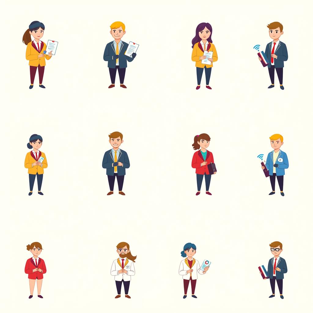 A series of stylish and modern trainer icons representing various business sectors