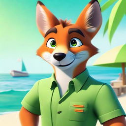 A high-quality digital art image showcasing Nick Wilde, the charming fox from Disney's Zootopia