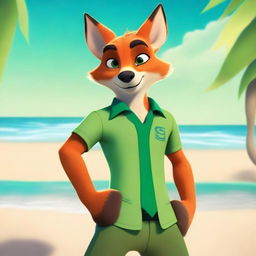 A high-quality digital art image showcasing Nick Wilde, the charming fox from Disney's Zootopia