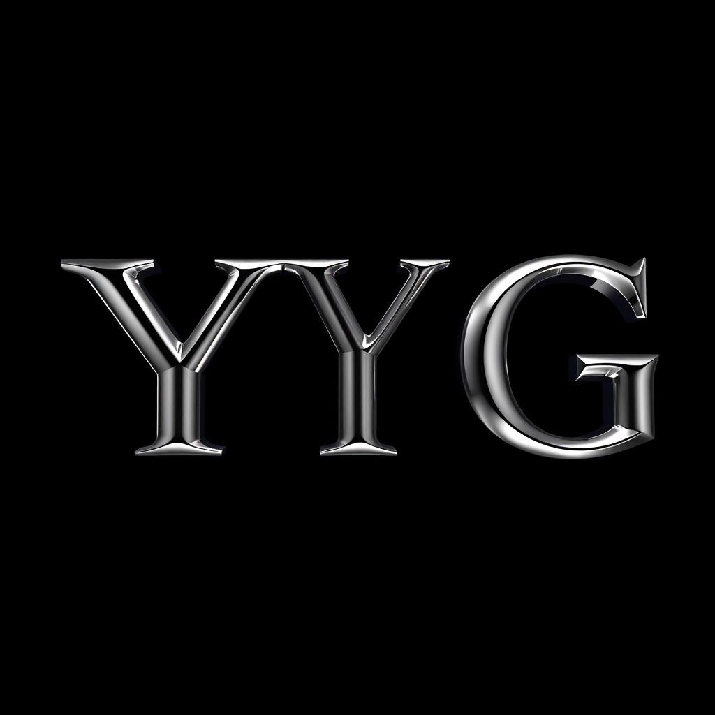 A striking image featuring the main text 'YG' in a luxurious metallic chrome font