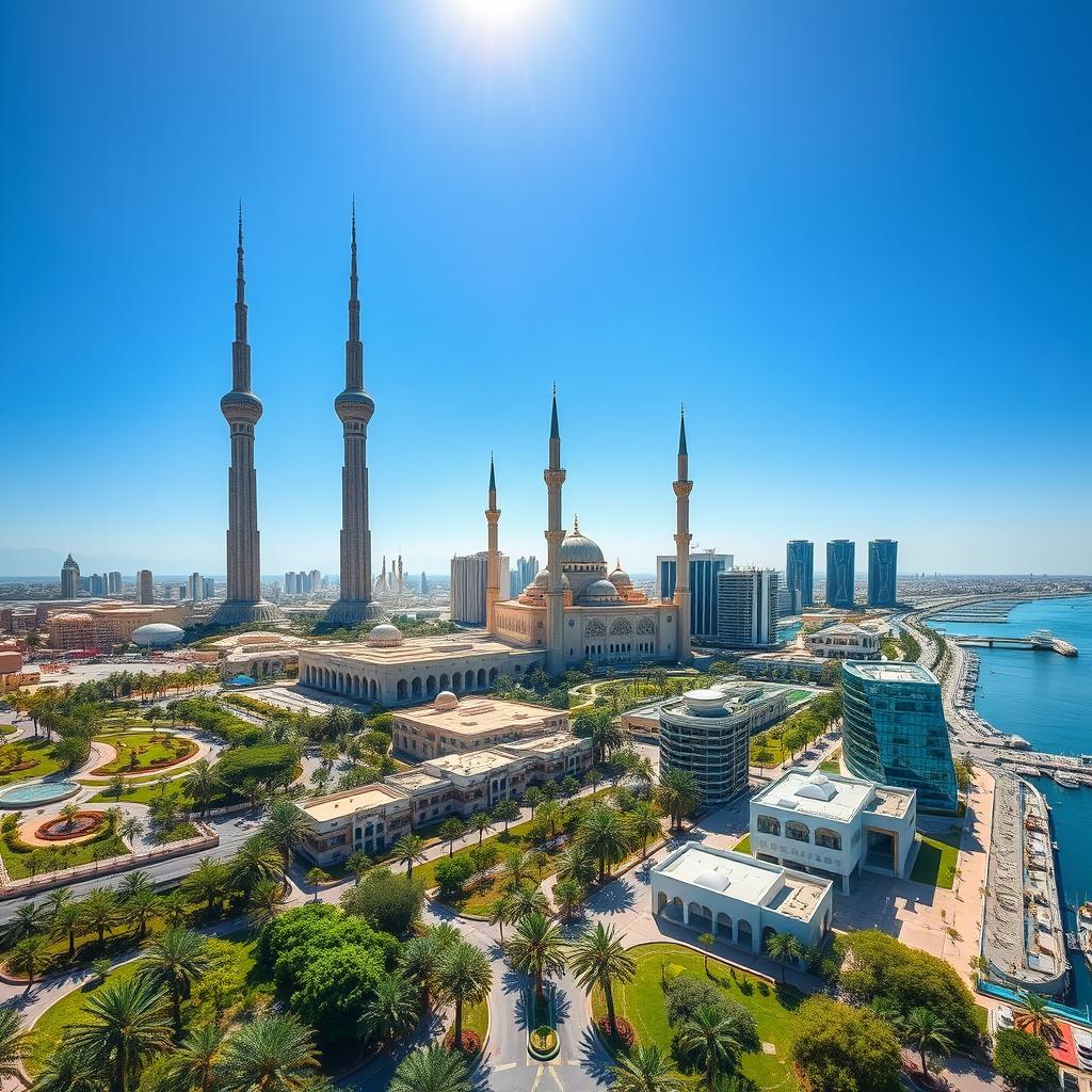 A captivating view of the city of Kuwait highlighting its beautiful landmarks