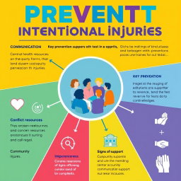 A visually engaging and informative poster design about preventing intentional injuries