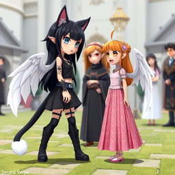 3D anime-style illustration of Rasi, a captivating 7-year-old girl and daughter of a powerful king
