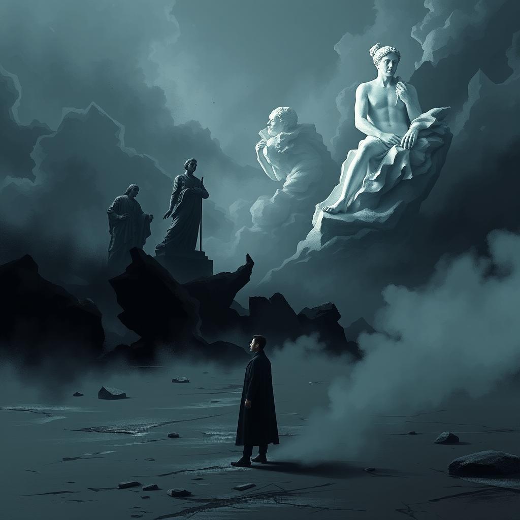A dark and thought-provoking conceptual art piece symbolizing nihilism