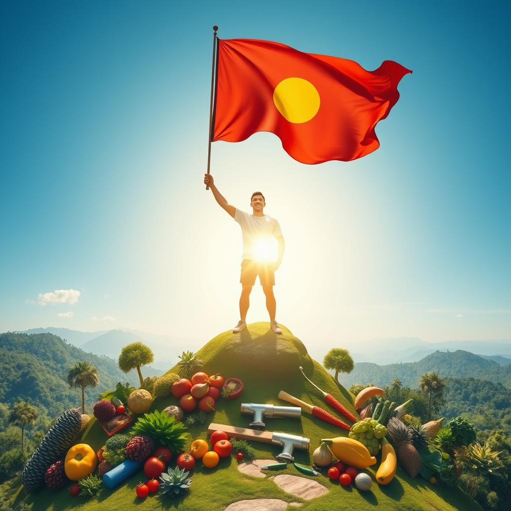 A powerful and inspiring image representing the conquest of the kingdom of health
