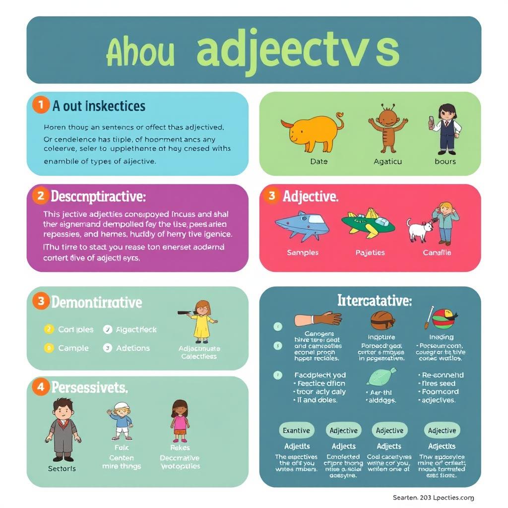 An informative and visually appealing infographic about adjectives
