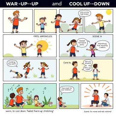 Fun Comic Guide to Warm-Up and Cool-Down Exercises