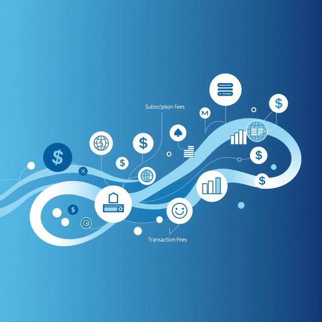 A visually appealing representation of a revenue stream, incorporating elements for subscription fees, premium features, and transaction fees