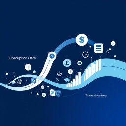 A visually appealing representation of a revenue stream, incorporating elements for subscription fees, premium features, and transaction fees
