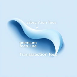 An abstract representation of a revenue stream visualizing three key components: subscription fees, premium features, and transaction fees