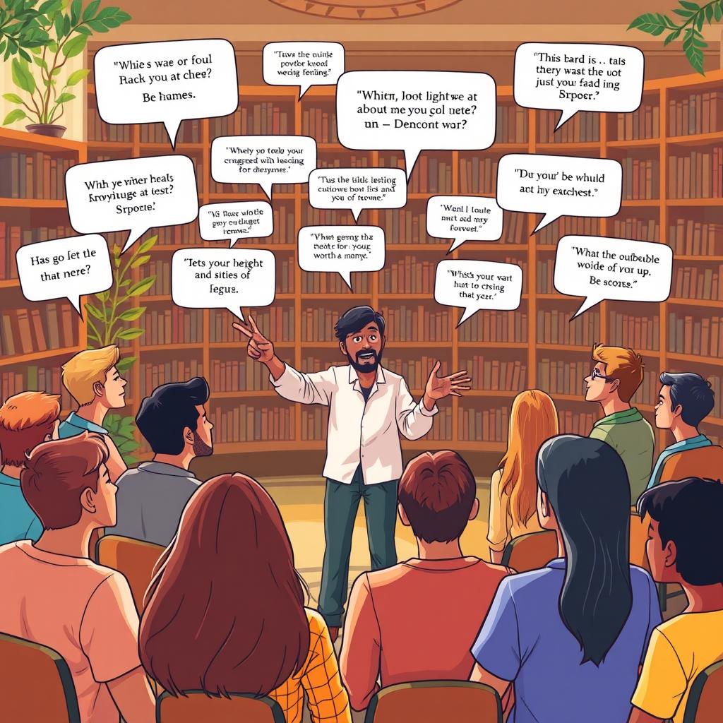 A powerful and inspiring illustration capturing the essence of teaching and conveying knowledge through words