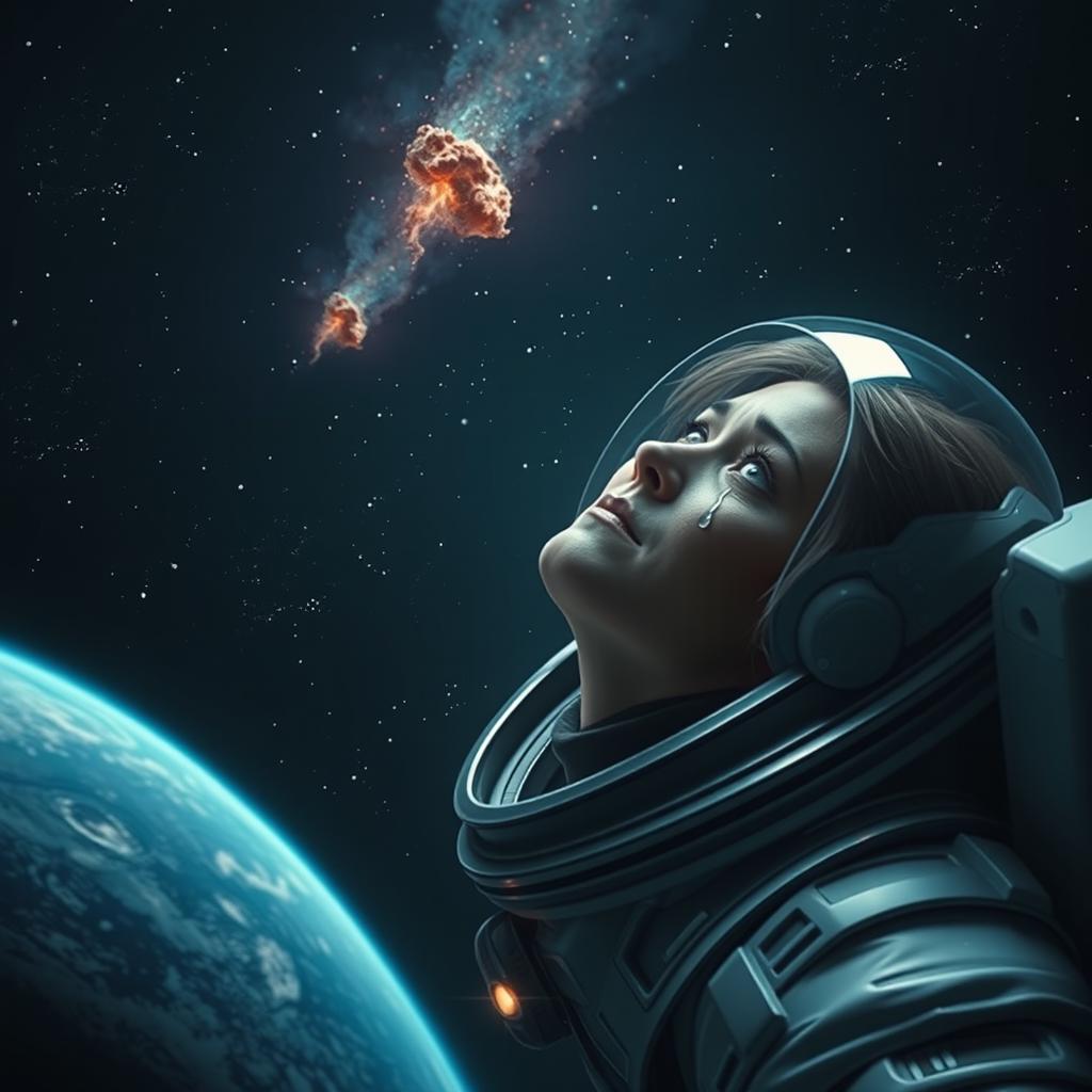 Emotional Cosmic Journey: A Woman's Solitude in Space