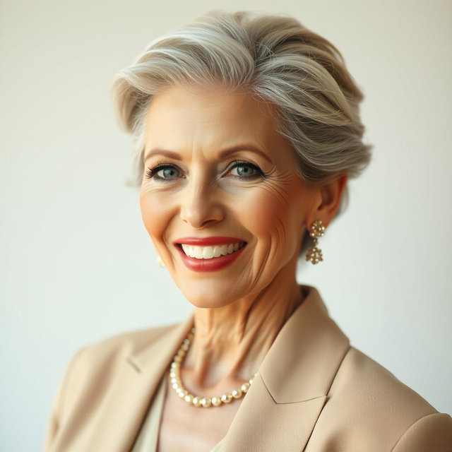 A stunning 60-year-old woman, exuding beauty and grace