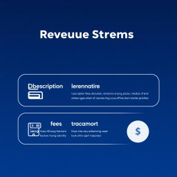 A visually engaging infographic representing different revenue streams: subscription fees, premium features, and transaction fees
