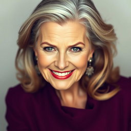 A stunning and sexy 60-year-old woman, showcasing her timeless beauty and smooth, wrinkle-free skin