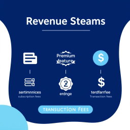 A visually appealing infographic illustrating various revenue streams: subscription fees, premium features, and transaction fees