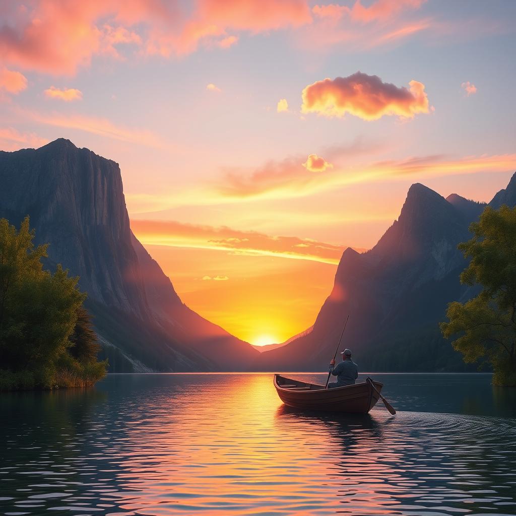Breathtaking Sunset Over a Tranquil Lake
