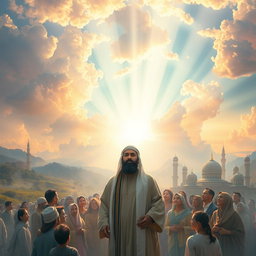 A visionary scene depicting the mystical emergence of Imam Mahdi