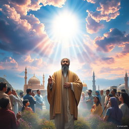 A visionary scene depicting the mystical emergence of Imam Mahdi