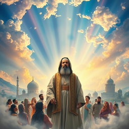 A visionary scene depicting the mystical emergence of Imam Mahdi