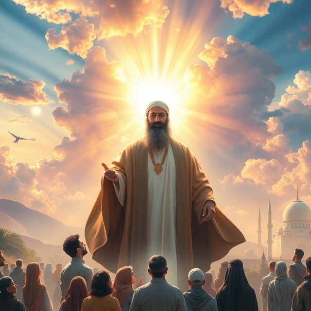 A visionary scene depicting the mystical emergence of Imam Mahdi