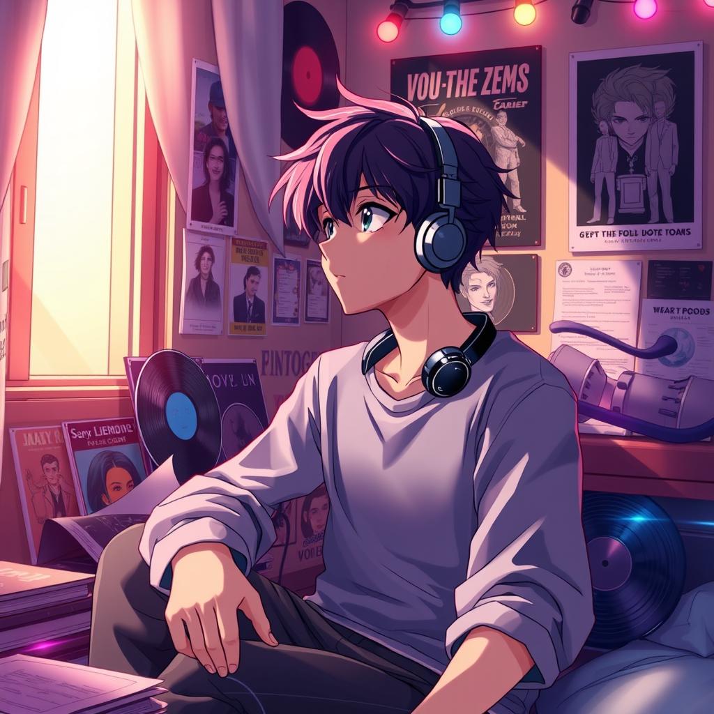 An anime-style illustration of a young man named Leo, depicted as a quiet and introspective character