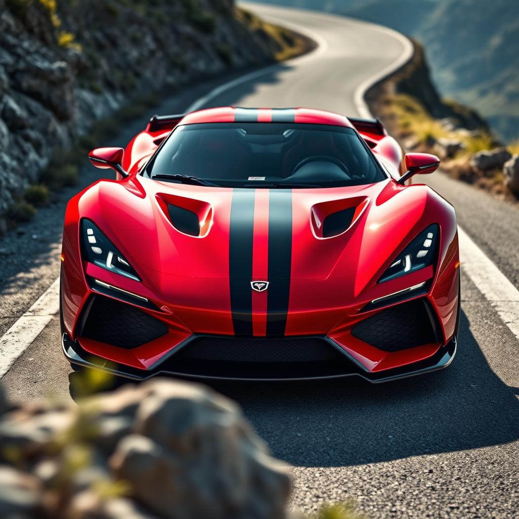 A striking new sports car named 'Colins', showcasing an aerodynamic body with sharp angles and aggressive styling