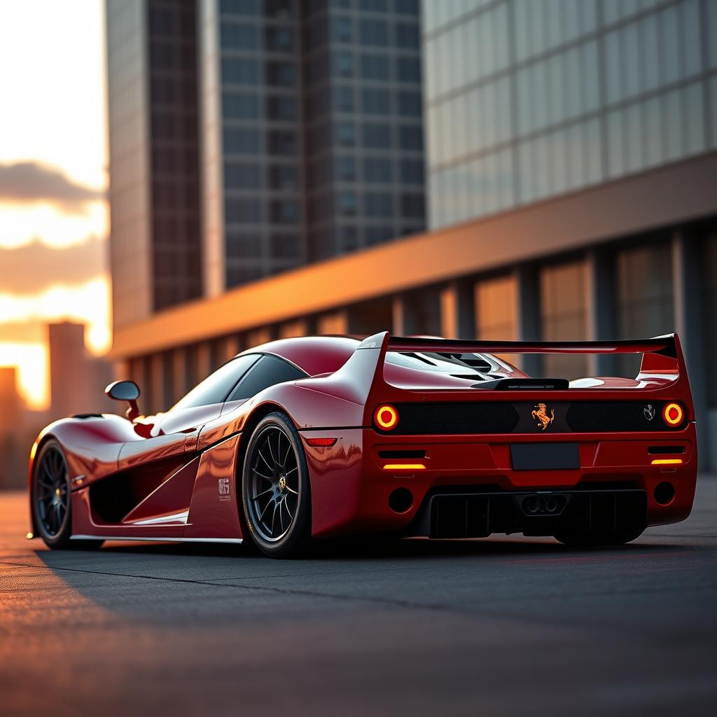 A stunning hybrid car design that merges the sleek, aggressive features of a Koenigsegg with the iconic elements of a Ferrari F40