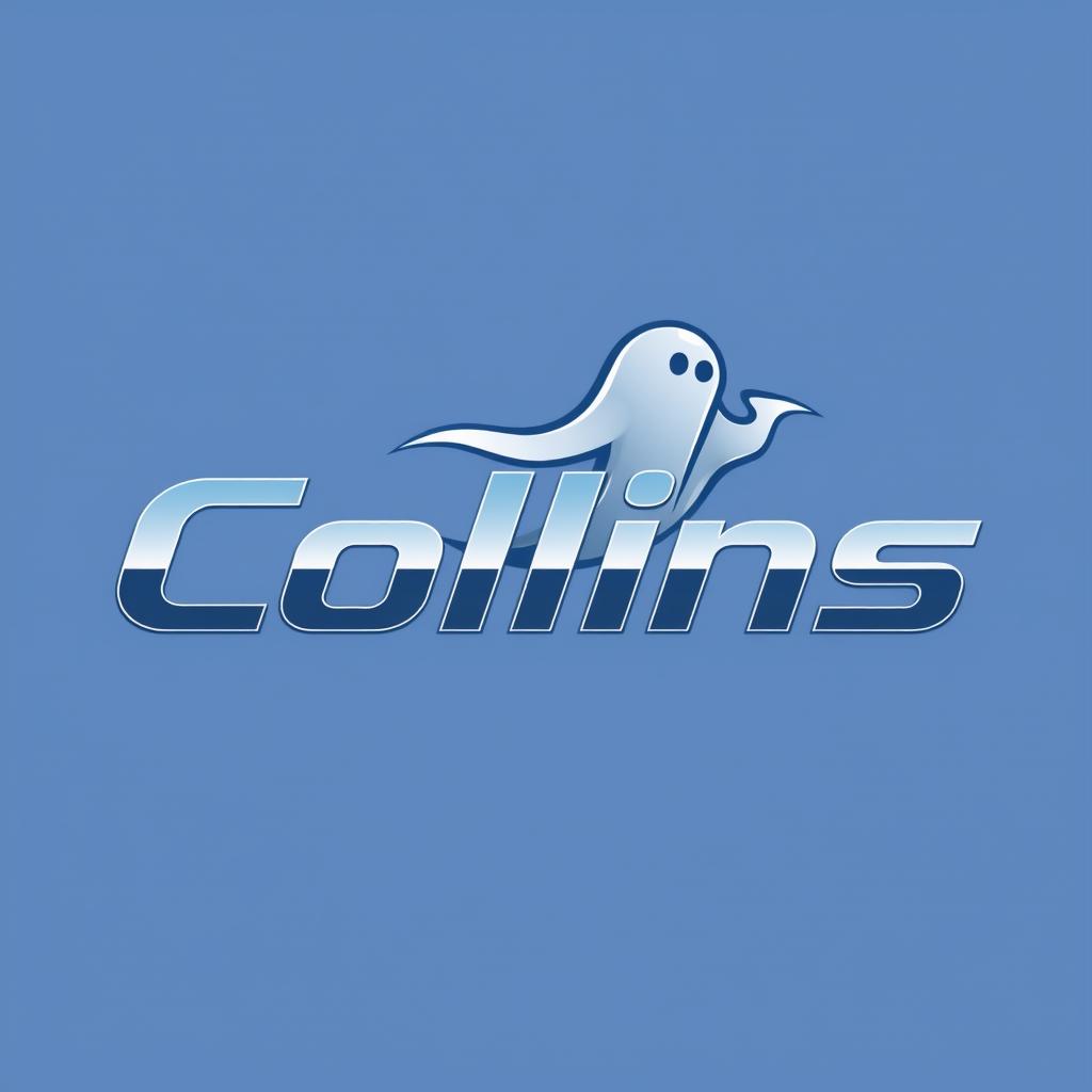 A modern logo design for a car company named 'Colins', featuring a stylized ghost integrated into the design