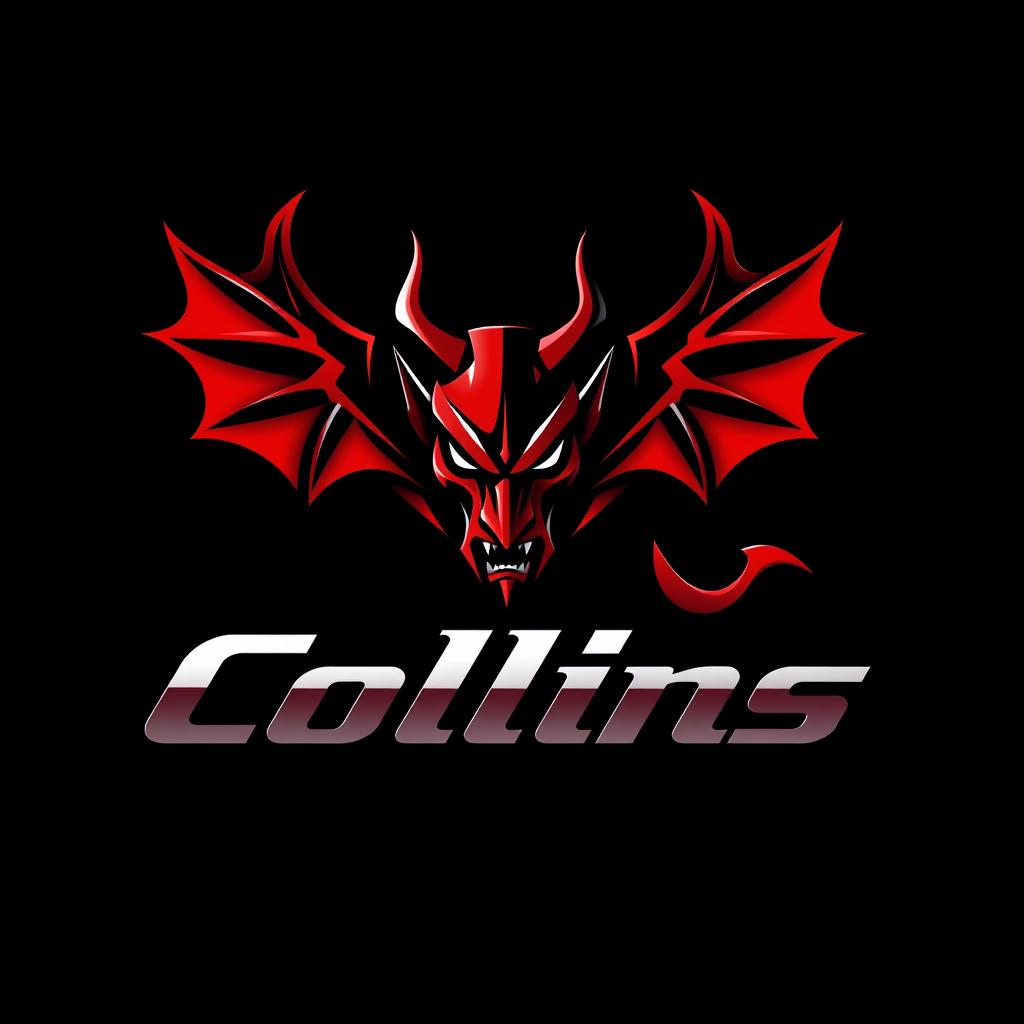 A striking logo design for a car company named 'Colins', featuring the iconic image of a diablo (devil) as a central element