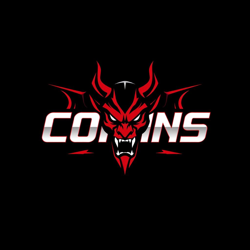 A bold and modern logo design for a car company named 'Colins', featuring a stylized diablo (devil) as a central figure