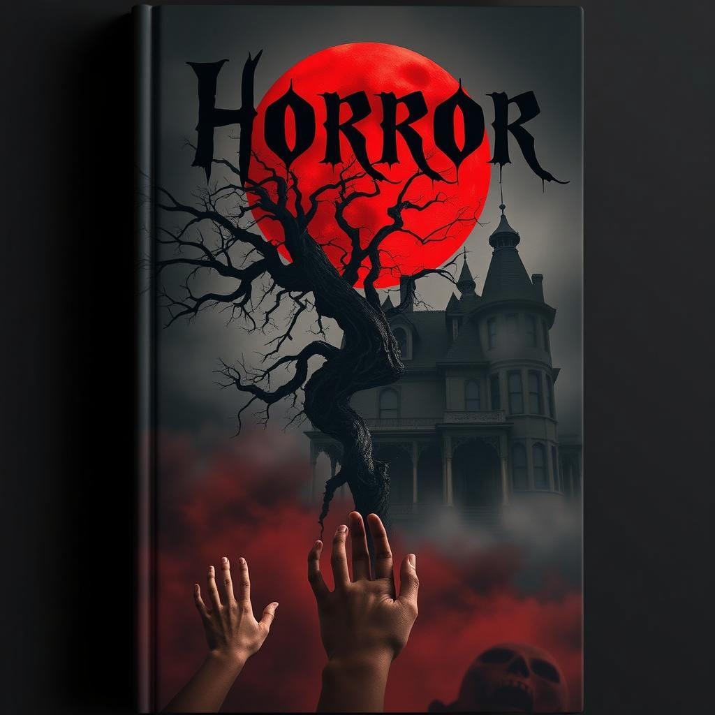 A book cover titled 'Horror' with a haunting atmosphere