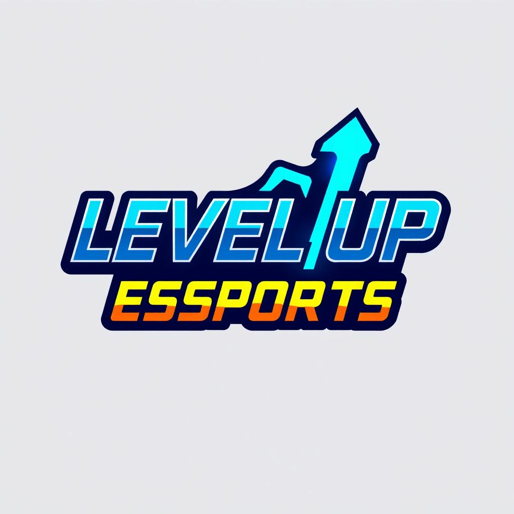 A modern and dynamic logo design featuring the name 'LEVEL UP ESPORTS'