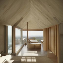 A living room situated on the top floor, encompassing architectural elements from the design represented in the provided link.