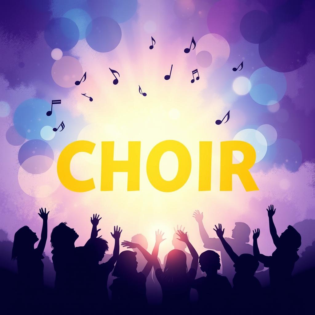 A dynamic and engaging background for a youth choir poster, featuring an abstract blend of colors like blue, purple, and gold to create a sense of energy and excitement